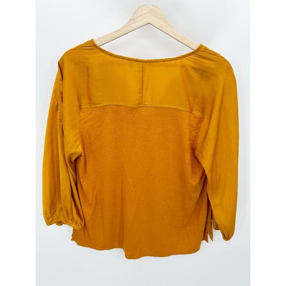 Anthropologie Dolan Top Women MEDIUM Orange Alvia V-Neck Embroidered Tunic - Picture 2 of 8